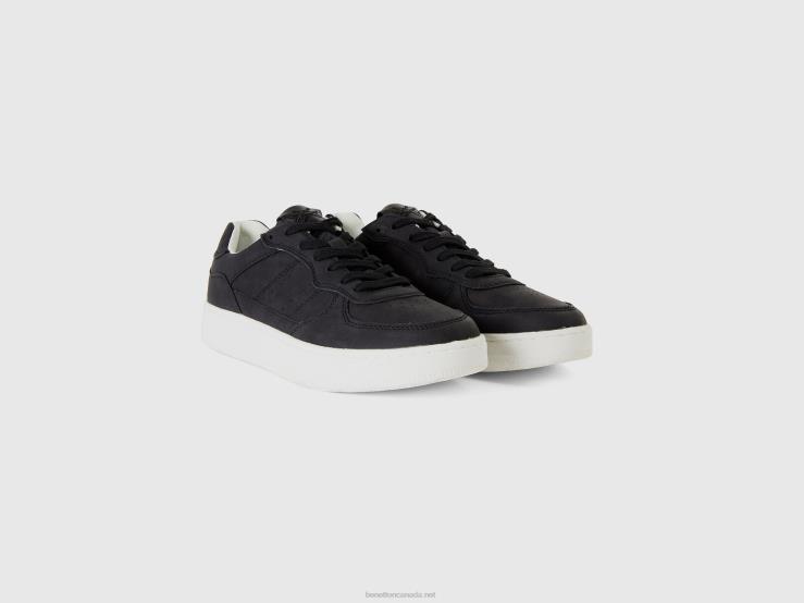 Black Low-Top Sneakers B4BF1566 Benetton Men Black
