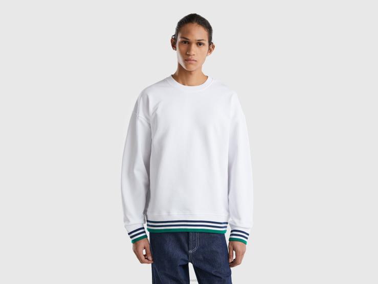 Crew Neck Sweatshirt In Pure Cotton B4BF4504 Benetton Men White