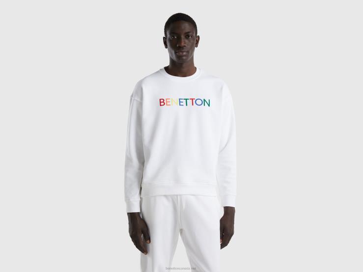 Crew Neck Sweatshirt With Logo Print B4BF1318 Benetton Men White