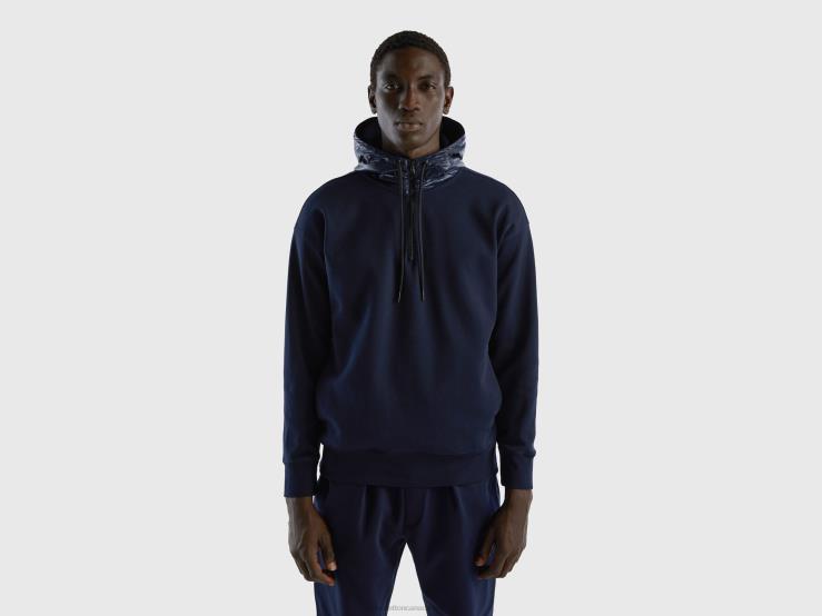 Hoodie In Nylon B4BF1313 Benetton Men Dark Blue