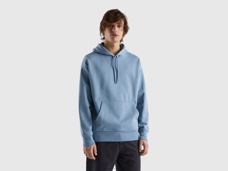 Printed Hoodie B4BF1315 Benetton Men Air Force Blue