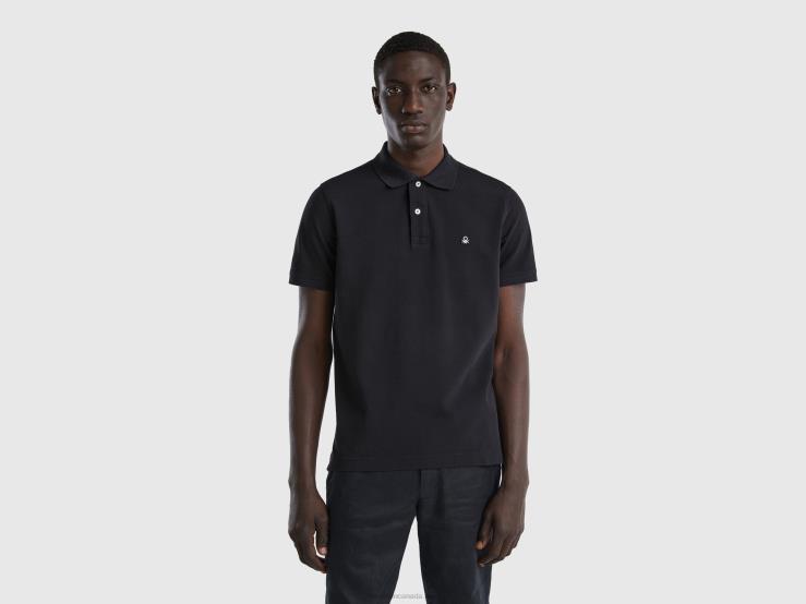 Black Regular Fit Polo B4BF1402 Benetton Men Black