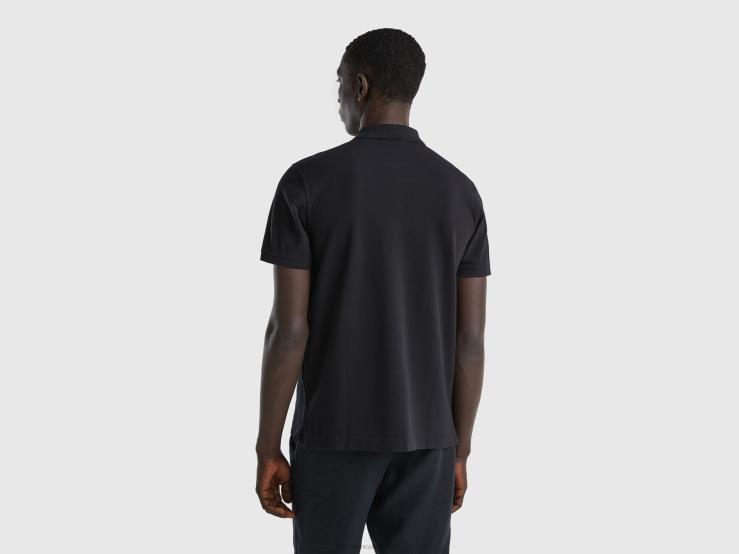 Black Regular Fit Polo B4BF1402 Benetton Men Black