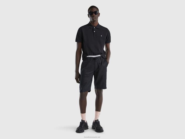 Black Regular Fit Polo B4BF1402 Benetton Men Black