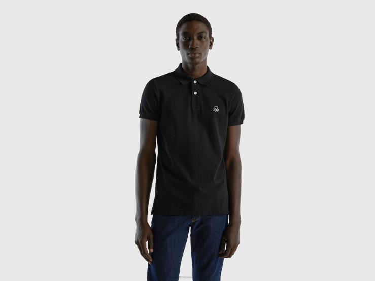Black Slim Fit Polo B4BF1411 Benetton Men Black