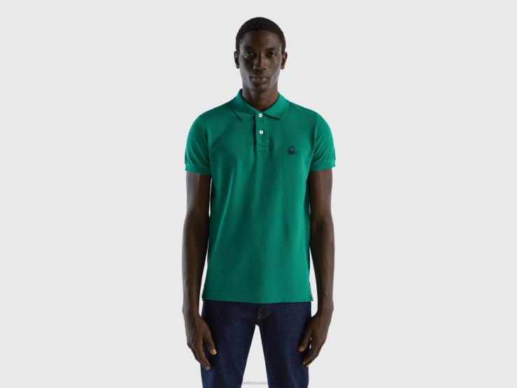 Dark Green Slim Fit Polo B4BF4594 Benetton Men Dark Green