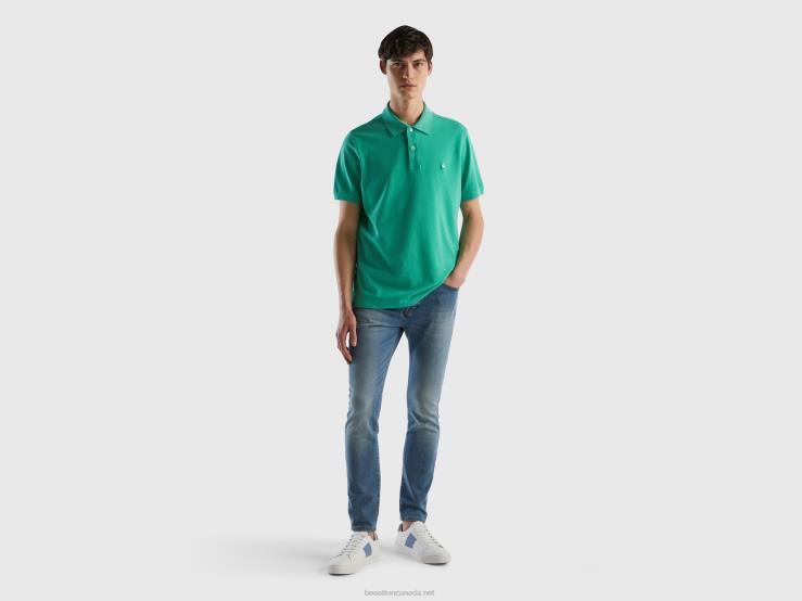 Green Regular Fit Polo B4BF1397 Benetton Men Green