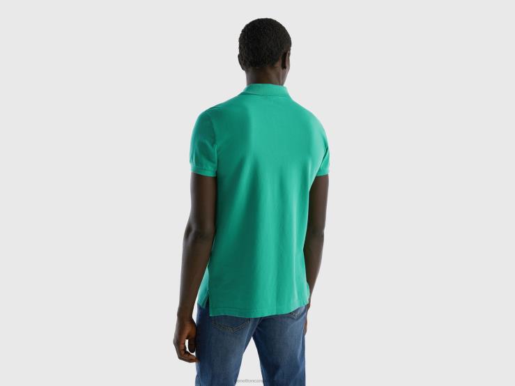 Green Slim Fit Polo B4BF1376 Benetton Men Green