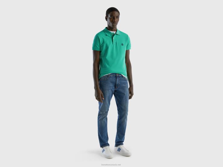 Green Slim Fit Polo B4BF1376 Benetton Men Green