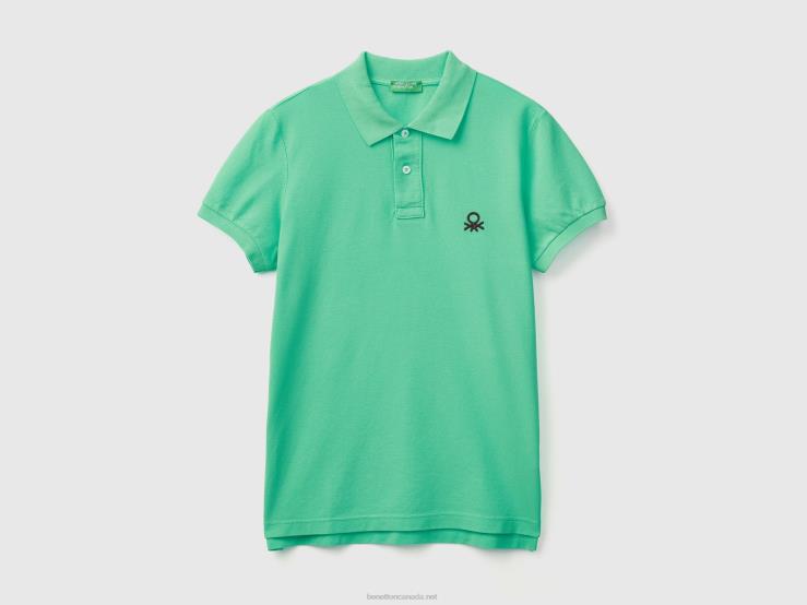 Green Slim Fit Polo B4BF1376 Benetton Men Green