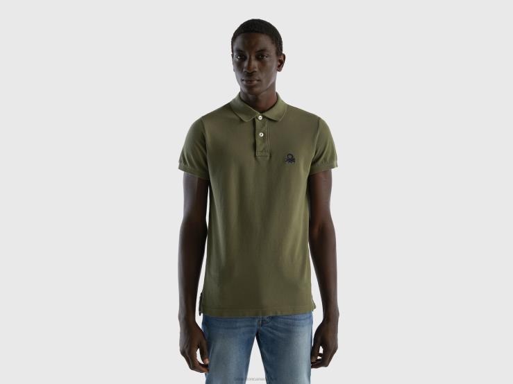 Green Slim Fit Polo B4BF1389 Benetton Men Military Green