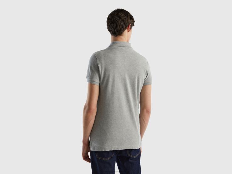 M茅lange Gray Slim Fit Polo B4BF1403 Benetton Men Light Gray