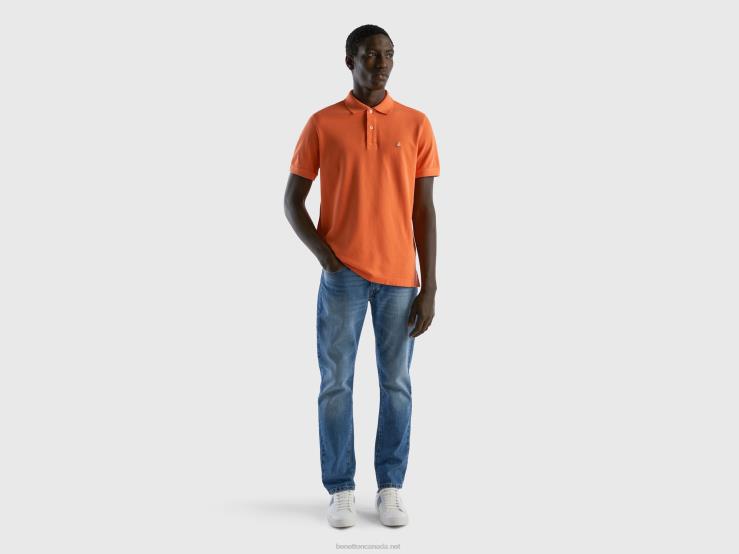 Orange Regular Fit Polo B4BF1387 Benetton Men Orange