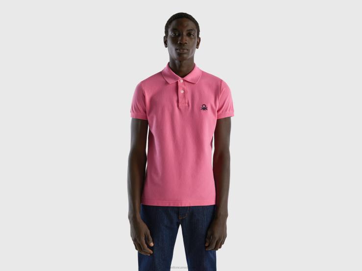 Pink Slim Fit Polo B4BF4570 Benetton Men Pink