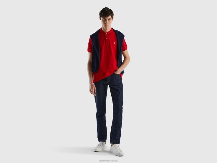 Red Regular Fit Polo B4BF1406 Benetton Men Red