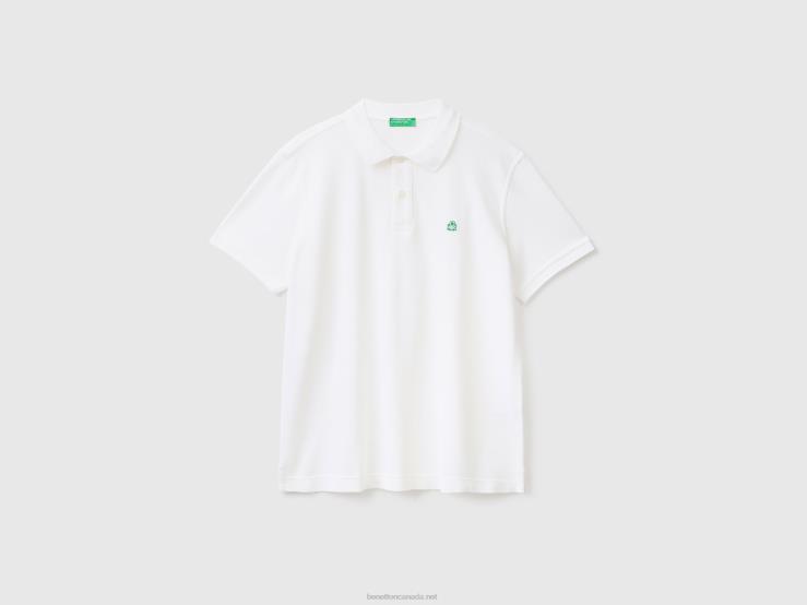 White Regular Fit Polo B4BF1404 Benetton Men White