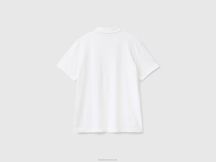 White Regular Fit Polo B4BF1404 Benetton Men White