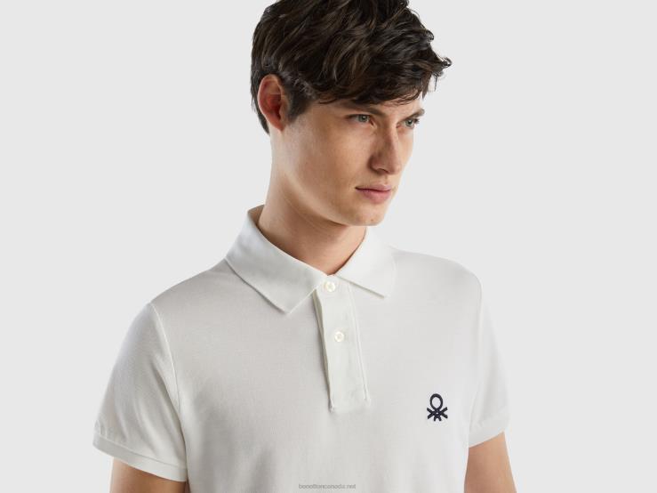 White Slim Fit Polo B4BF1415 Benetton Men White