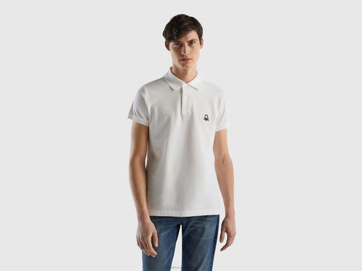 White Slim Fit Polo B4BF4610 Benetton Men White