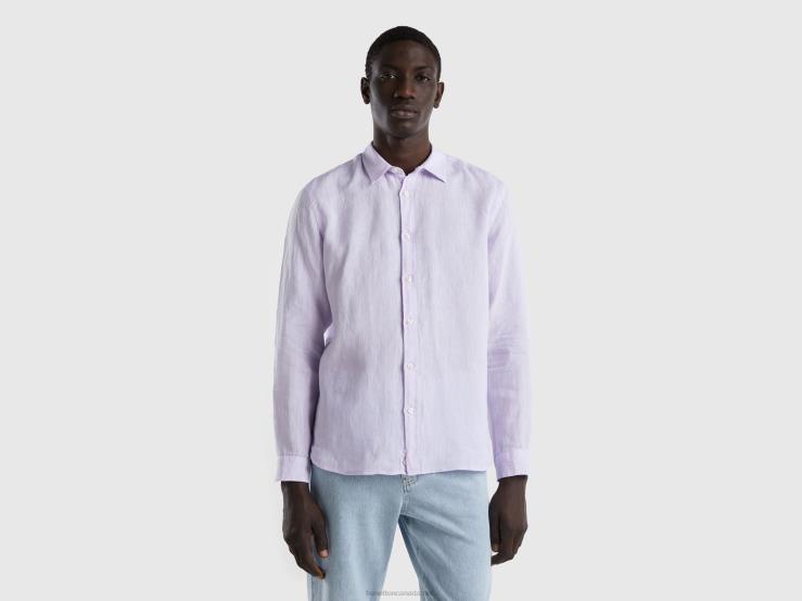 Shirt In Pure Linen B4BF1348 Benetton Men Mauve