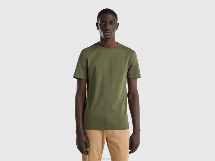 100% Cotton T-Shirt B4BF1274 Benetton Men Military Green