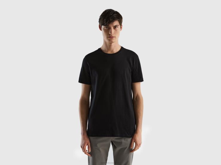 Black T-Shirt B4BF1286 Benetton Men Black