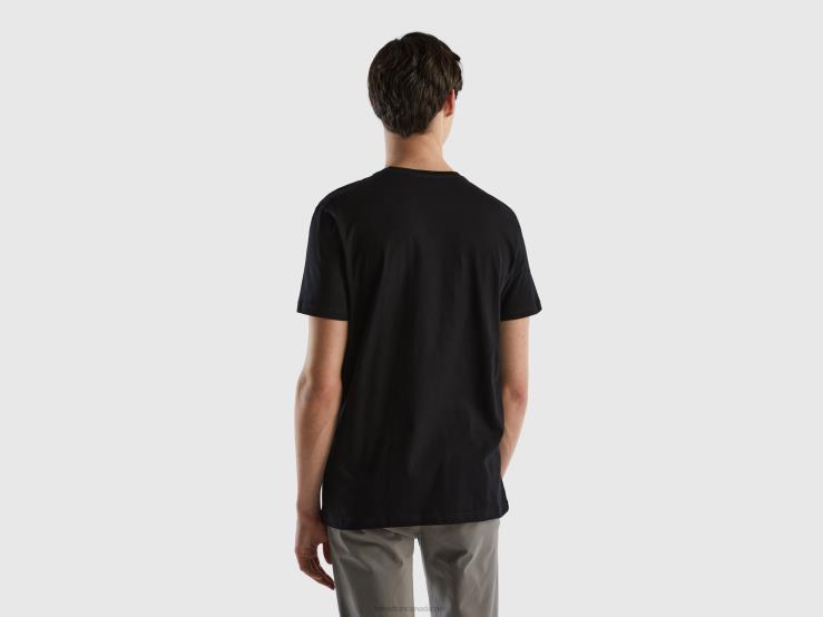 Black T-Shirt B4BF1286 Benetton Men Black