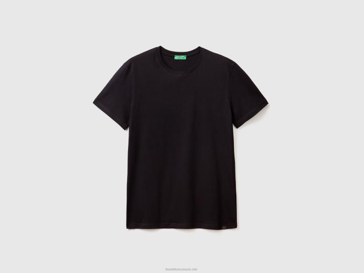 Black T-Shirt B4BF1286 Benetton Men Black