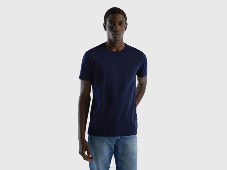 Dark Blue T-Shirt B4BF1281 Benetton Men Dark Blue