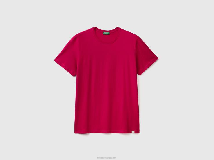 Fuchsia T-Shirt B4BF1258 Benetton Men Fuchsia