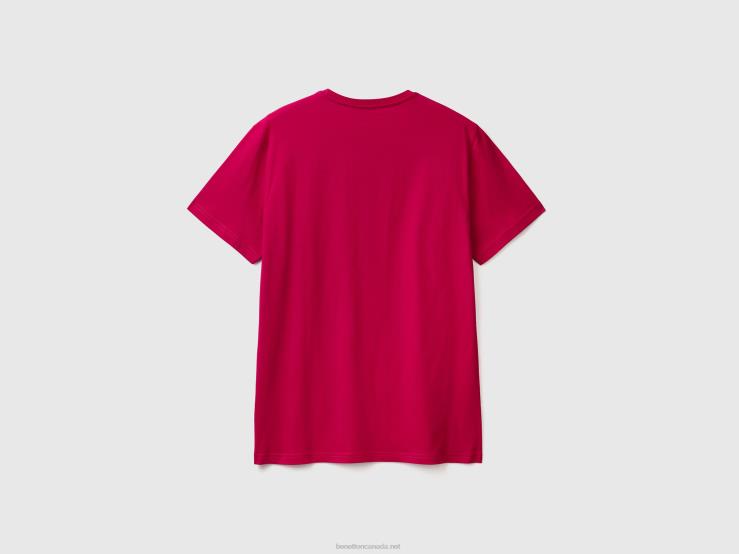 Fuchsia T-Shirt B4BF1258 Benetton Men Fuchsia