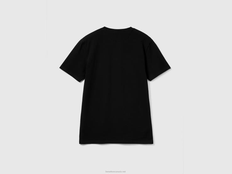 Slim Fit T-Shirt In Stretch Cotton B4BF1277 Benetton Men Black