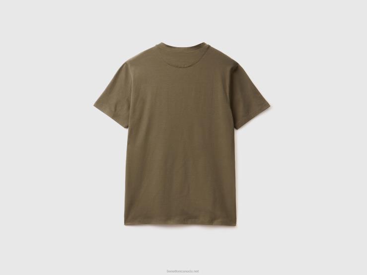 Slim Fit T-Shirt In Stretch Cotton B4BF4497 Benetton Men Military Green