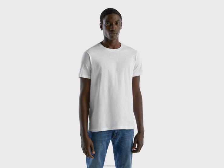White T-Shirt B4BF1298 Benetton Men White