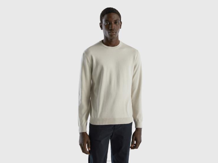 Crew Neck Sweater In 100% Cotton B4BF4402 Benetton Men White
