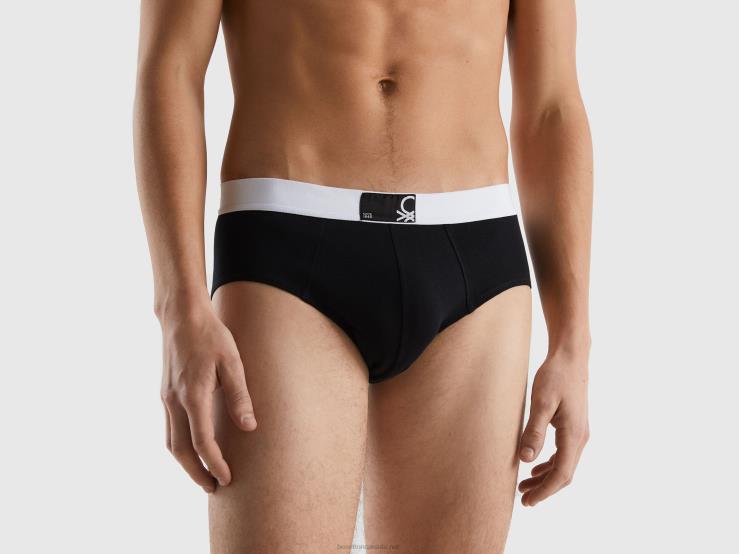 Underwear In Stretch Organic Cotton B4BF1581 Benetton Men Black