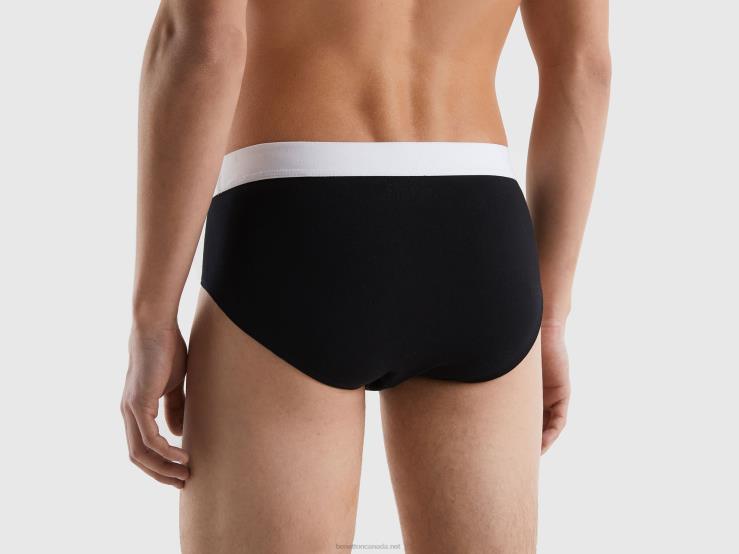 Underwear In Stretch Organic Cotton B4BF4713 Benetton Men Black