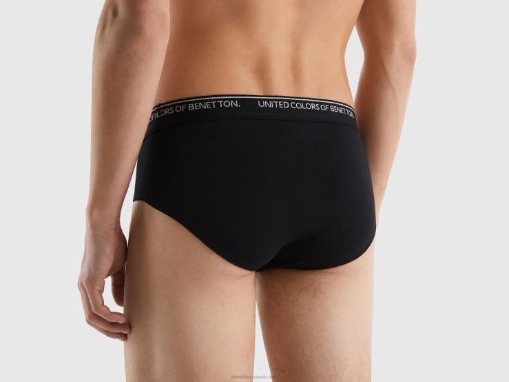 Underwear In Stretch Organic Cotton B4BF4728 Benetton Men Black