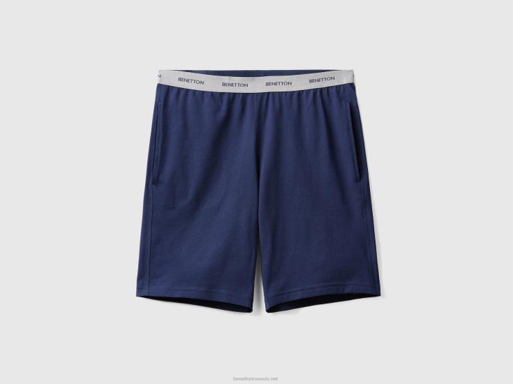 Bermudas In Pure Cotton B4BF1601 Benetton Men Dark Blue