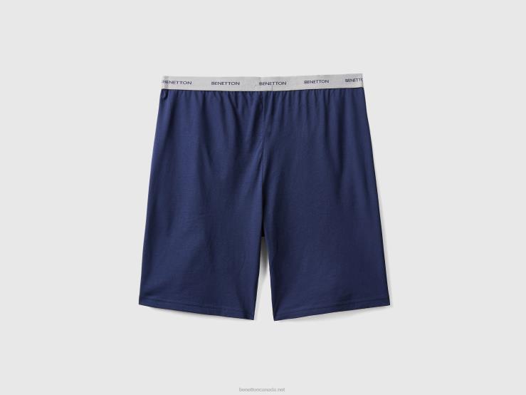 Bermudas In Pure Cotton B4BF1601 Benetton Men Dark Blue