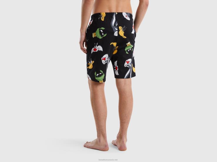 Looney Tunes Bermudas B4BF1609 Benetton Men Black