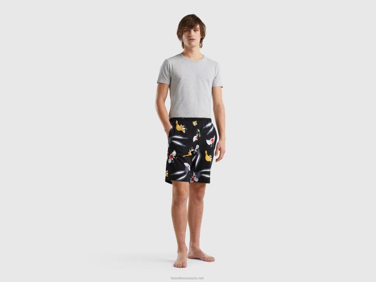 Looney Tunes Bermudas B4BF1609 Benetton Men Black