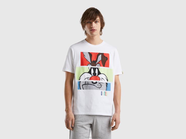 Looney Tunes Crew Neck T-Shirt B4BF1608 Benetton Men White