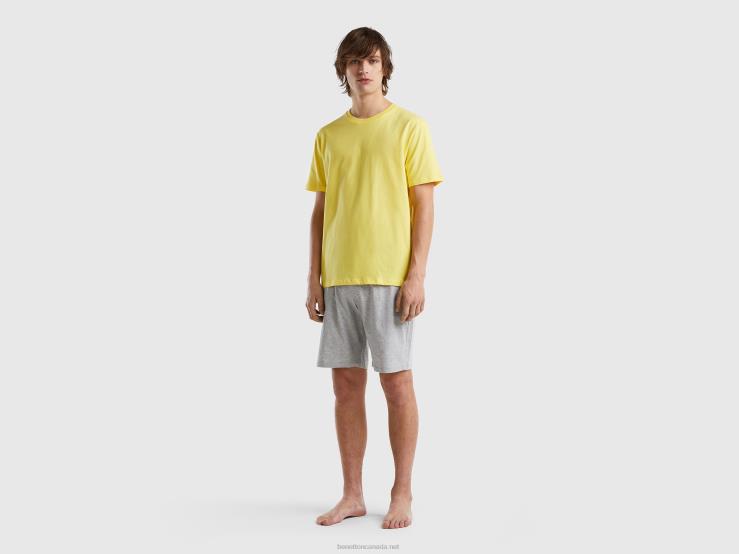 Short Pyjamas In Pure Cotton B4BF1610 Benetton Men Yellow