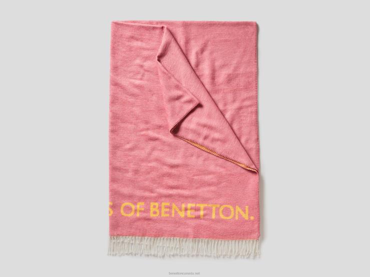 Frayed Blanket With Logo B4BF6018 BenettonPink