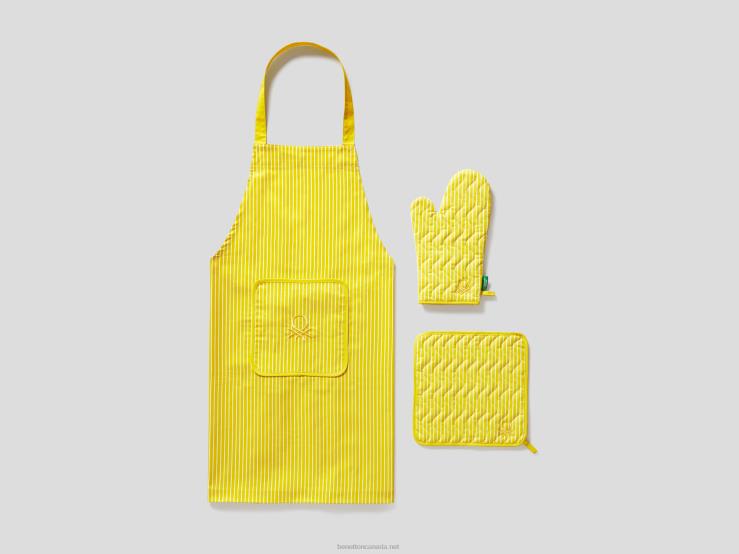 Apron, Pot Holder And Oven Mitt Set B4BF3387 BenettonYellow