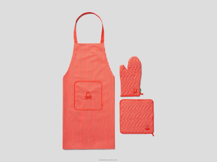 Apron, Pot Holder And Oven Mitt Set B4BF6029 BenettonRed