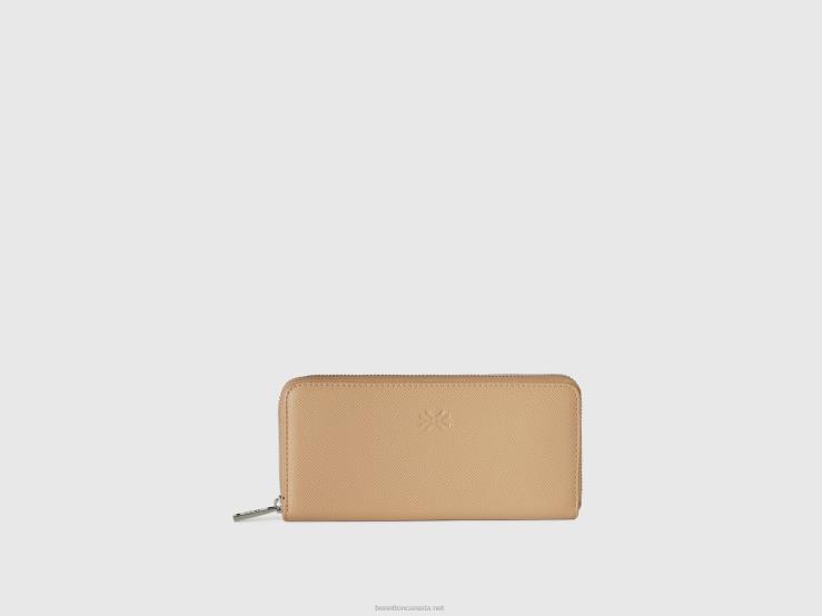 Large Zip Wallet B4BF762 Benetton Women Beige