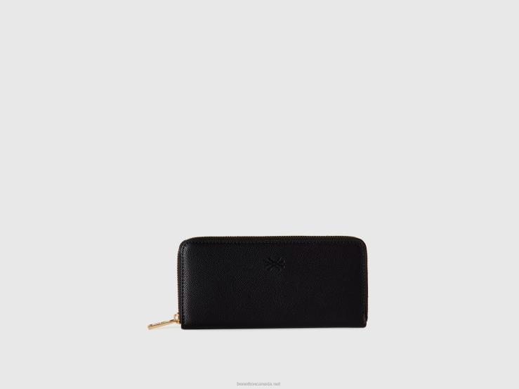 Large Zip Wallet B4BF821 Benetton Women Black