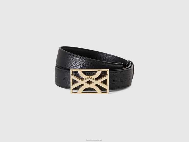 Black Belt With Logoed Buckle B4BF1551 Benetton Women Black